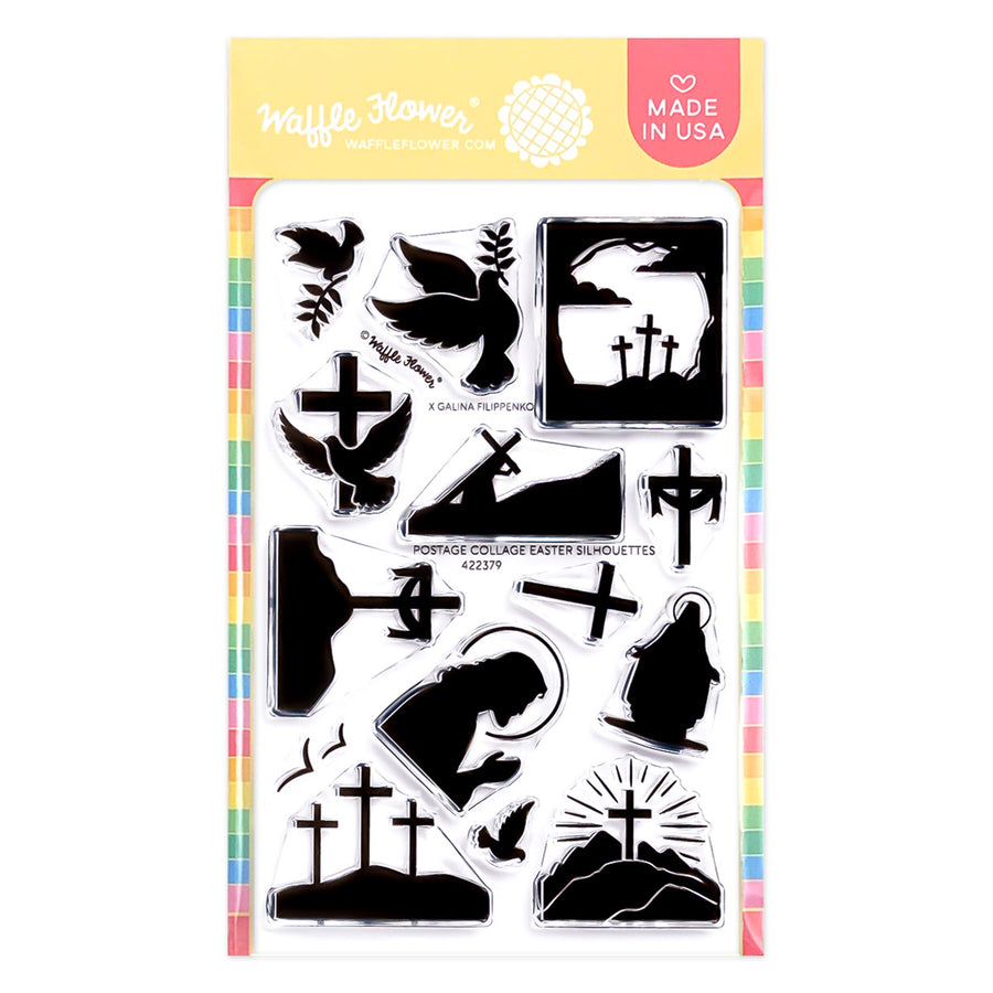 waffle flower postage collage easter silhouettes stamp set 422379