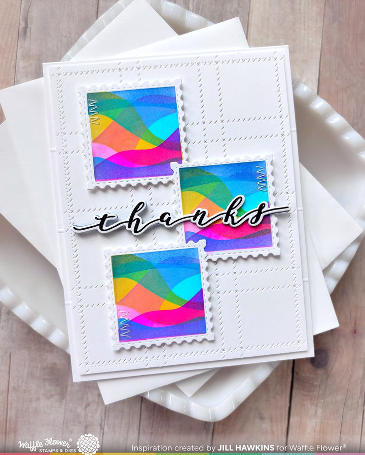 Waffle Flower - Square Postage - Wave Stencil