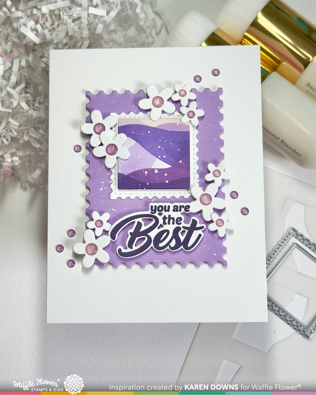 Waffle Flower - Square Postage - Wave Stencil