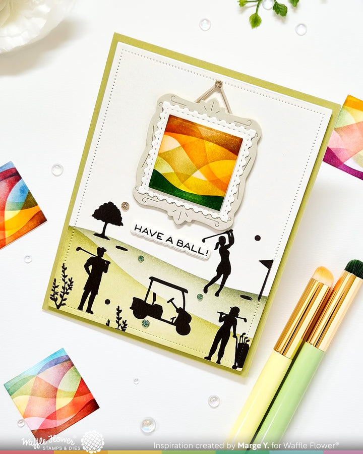 Waffle Flower - Square Postage - Wave Stencil