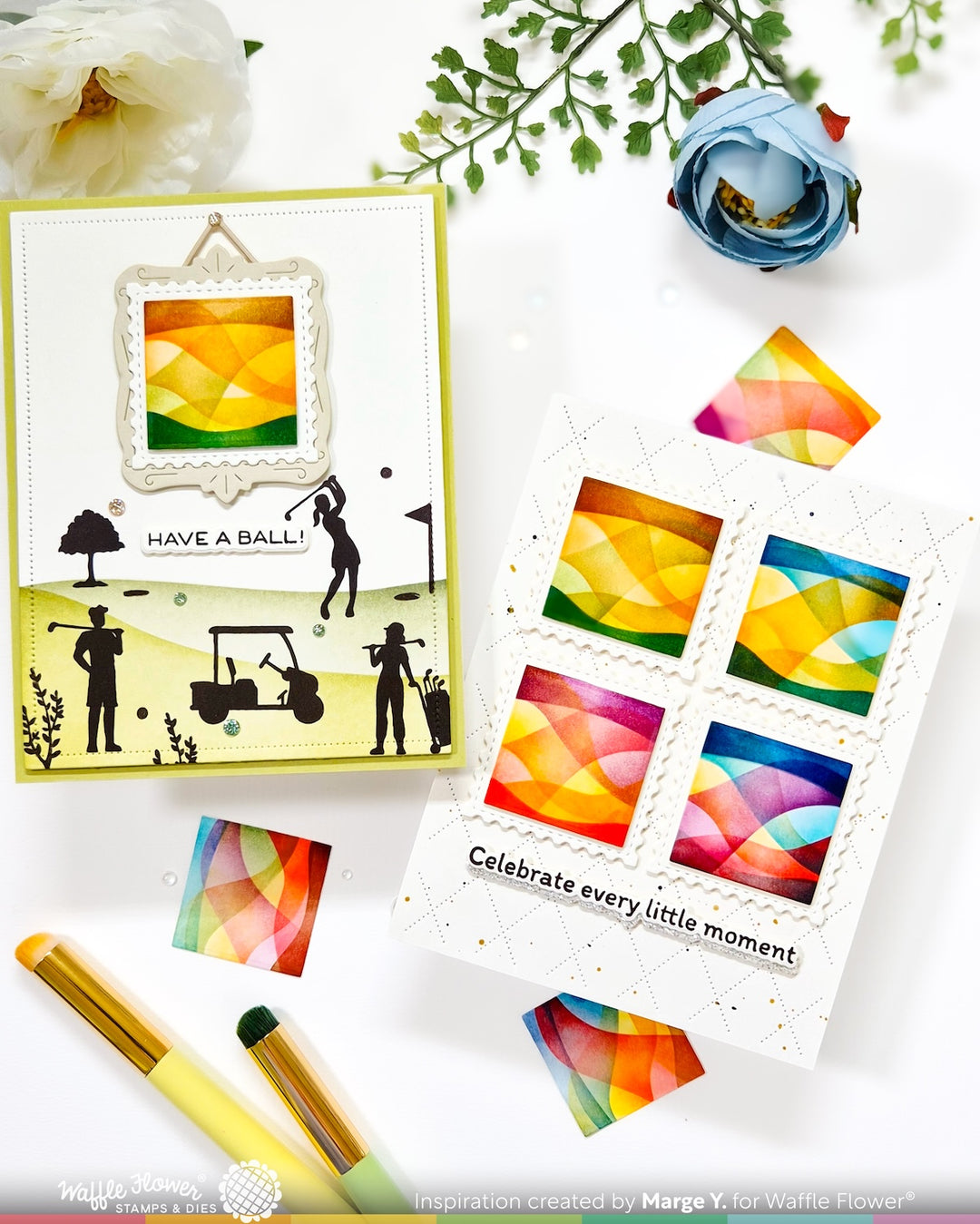 Waffle Flower - Square Postage - Wave Stencil