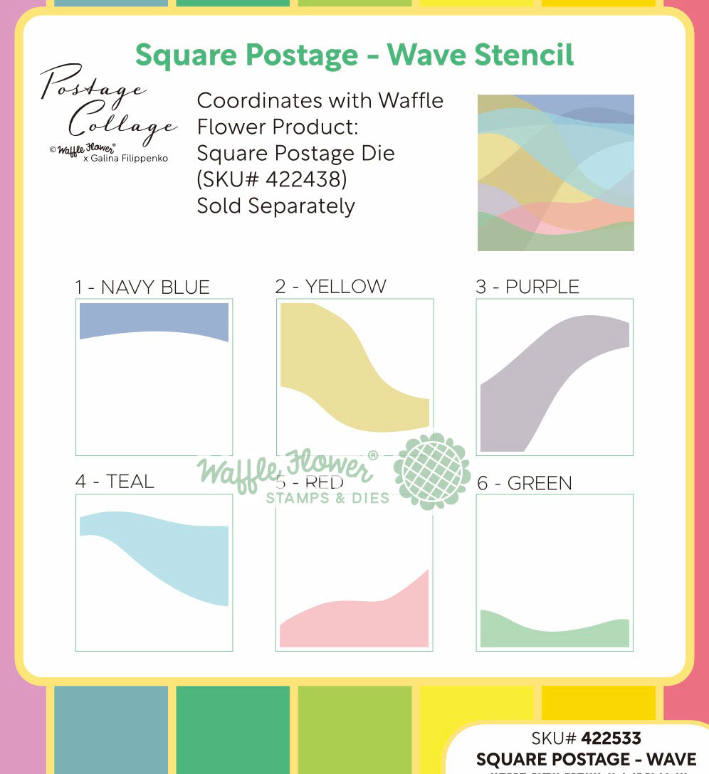 Waffle Flower - Square Postage - Wave Stencil