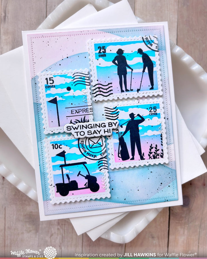 Waffle Flower - Postage Collage Airmail Stencil