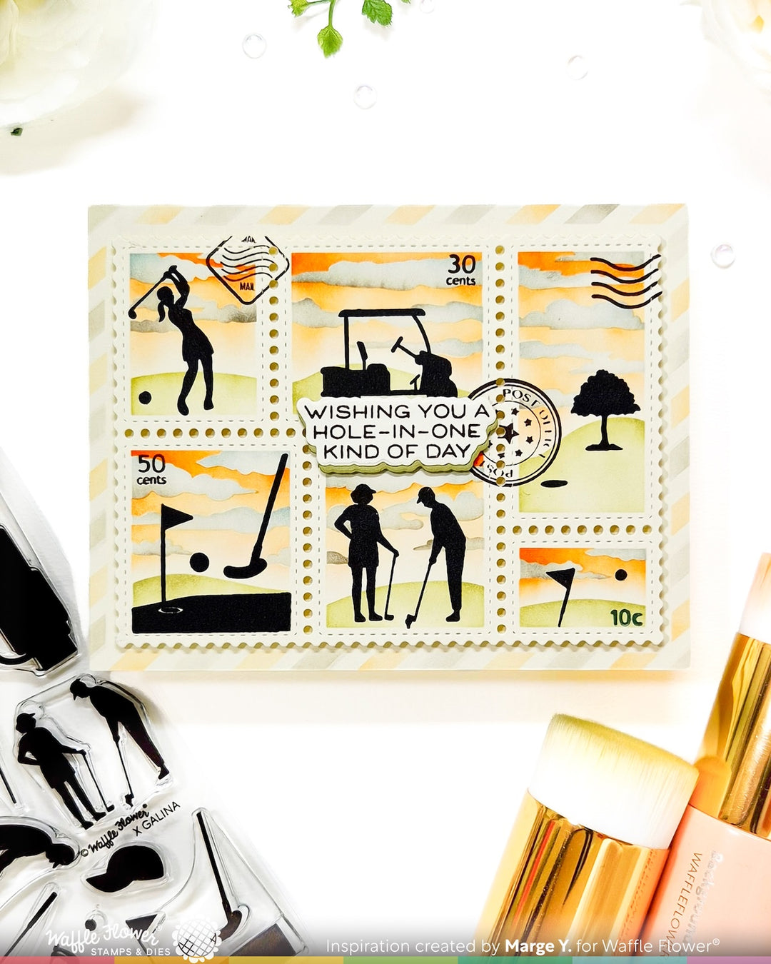 Waffle Flower - Postage Collage Airmail Stencil