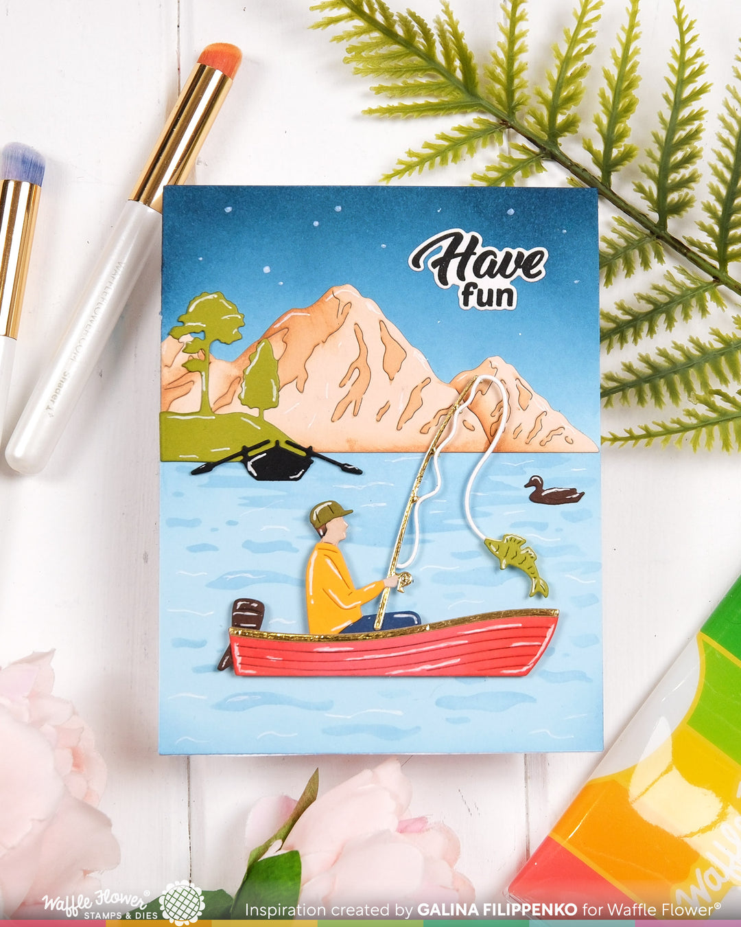 Waffle Flower - Lake Scene Die-n-stencil