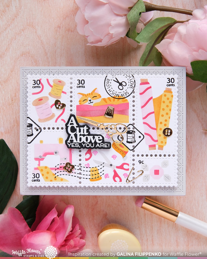 Waffle Flower - Postage Collage Sew Fun Stamp Set