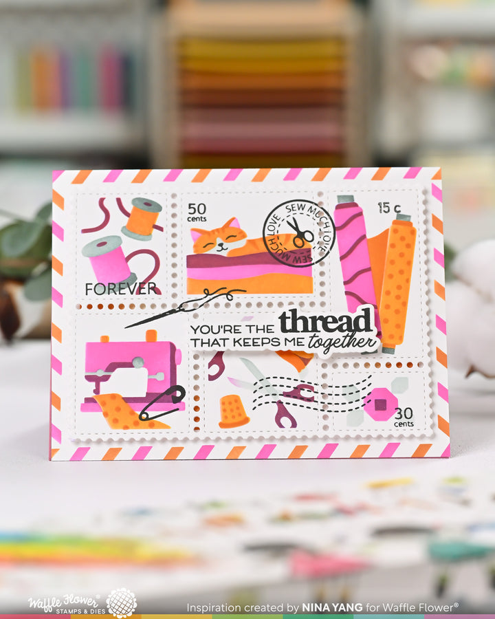 Waffle Flower - Postage Collage Sew Fun Stamp Set