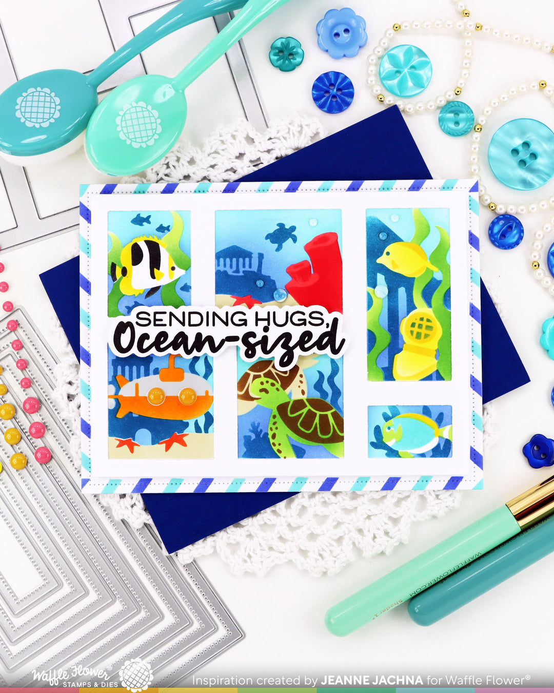 Waffle Flower - Postage Collage Under the Sea Stencil