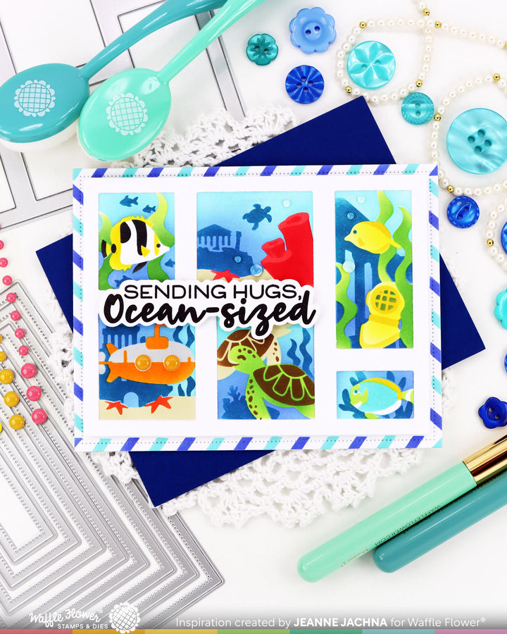 Waffle Flower - Postage Collage Under the Sea Stencil