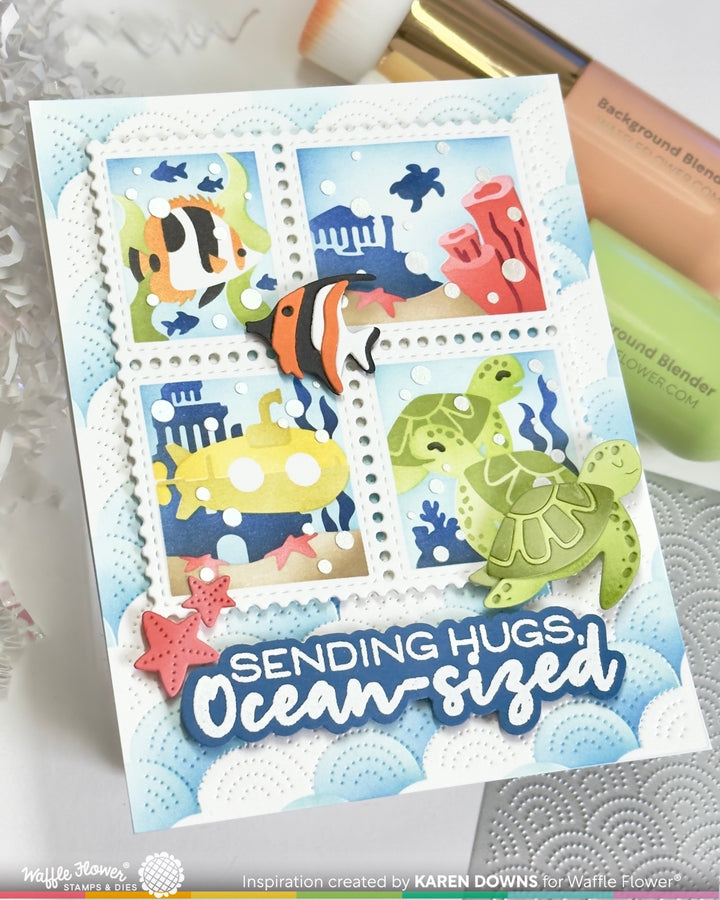 Waffle Flower - Postage Collage Under the Sea Stencil