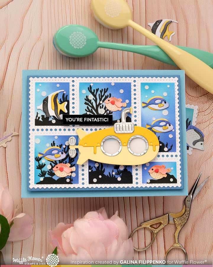 Waffle Flower - Postage Collage Fish Die