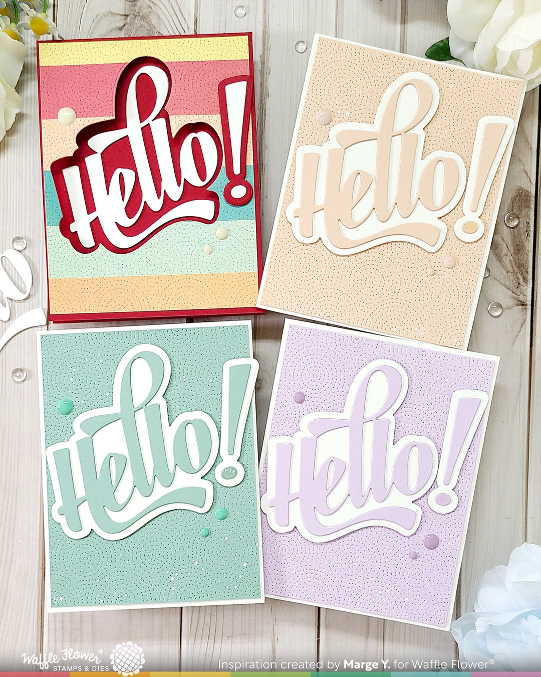 Waffle Flower - Waving Hello Word Die