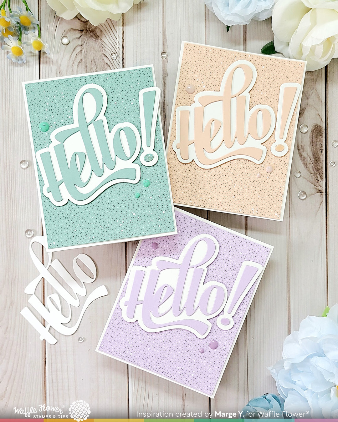 Waffle Flower - Waving Hello Word Die
