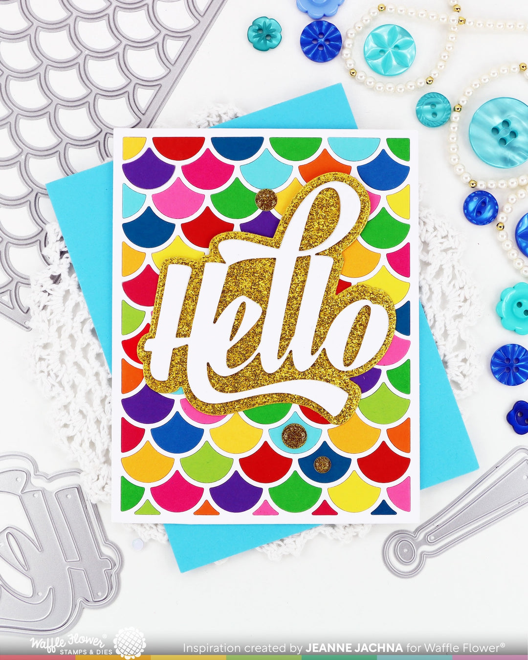 Waffle Flower - Waving Hello Word Die