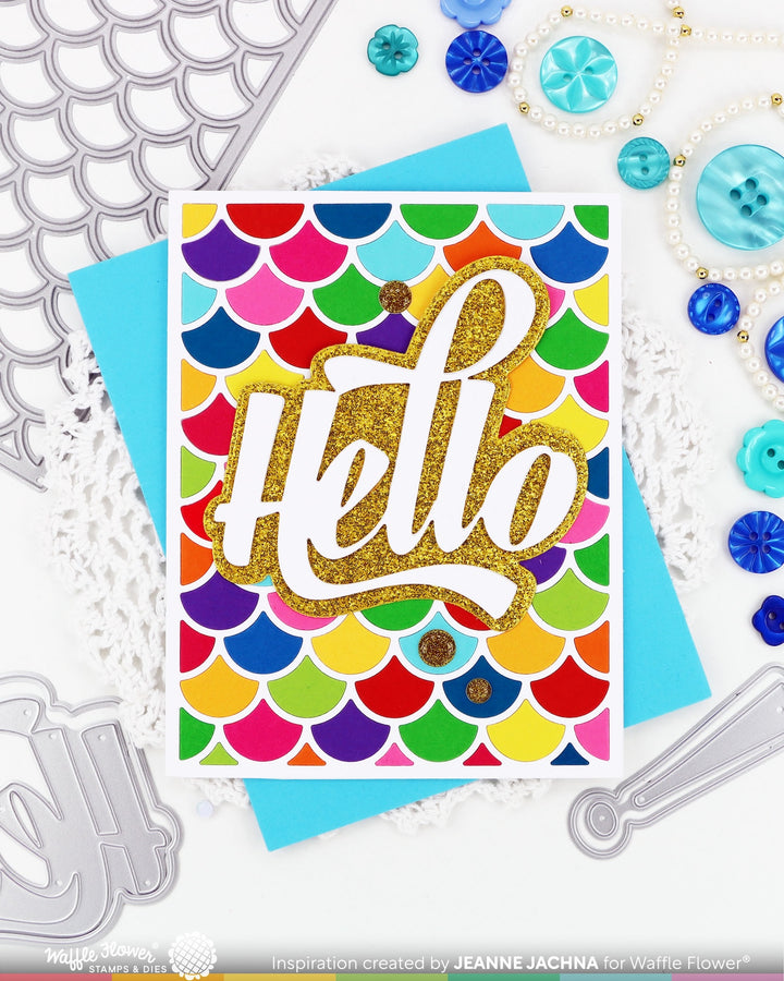Waffle Flower - Waving Hello Word Die