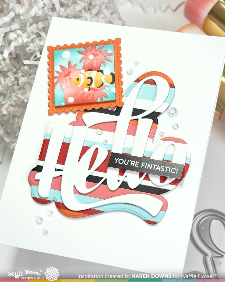 Waffle Flower - Waving Hello Word Die