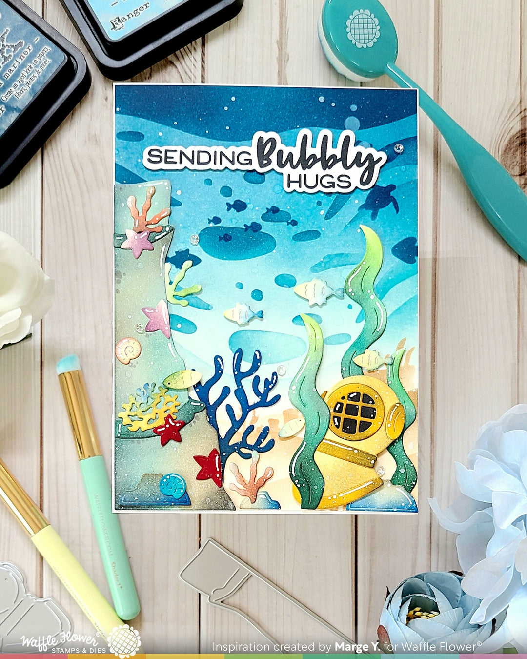 Waffle Flower - Under the Sea Background Stencil