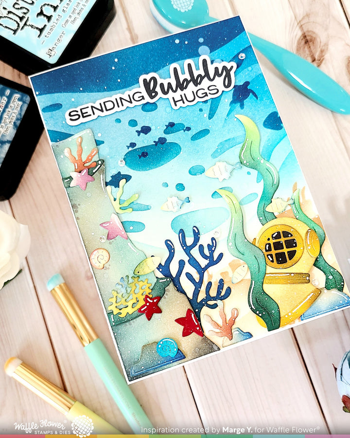 Waffle Flower - Under the Sea Background Stencil