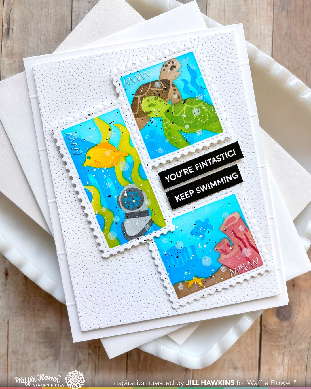 Waffle Flower - Postage Collage Under the Sea Stencil