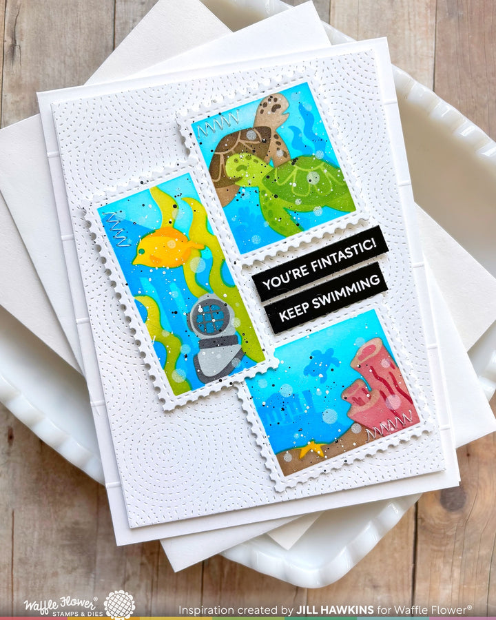 Waffle Flower - Postage Collage Under the Sea Stencil