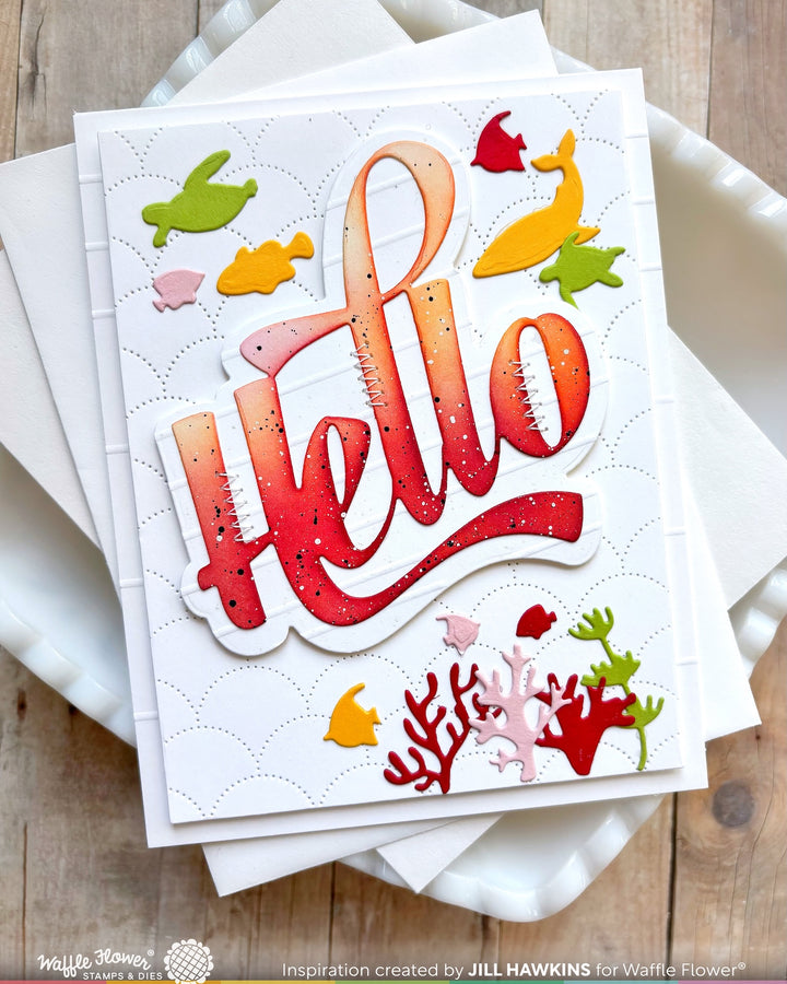 Waffle Flower - Waving Hello Word Die