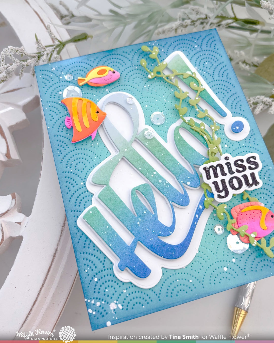 Waffle Flower - Postage Collage Fish Die