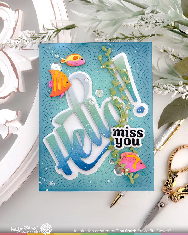 Waffle Flower - Waving Hello Word Die