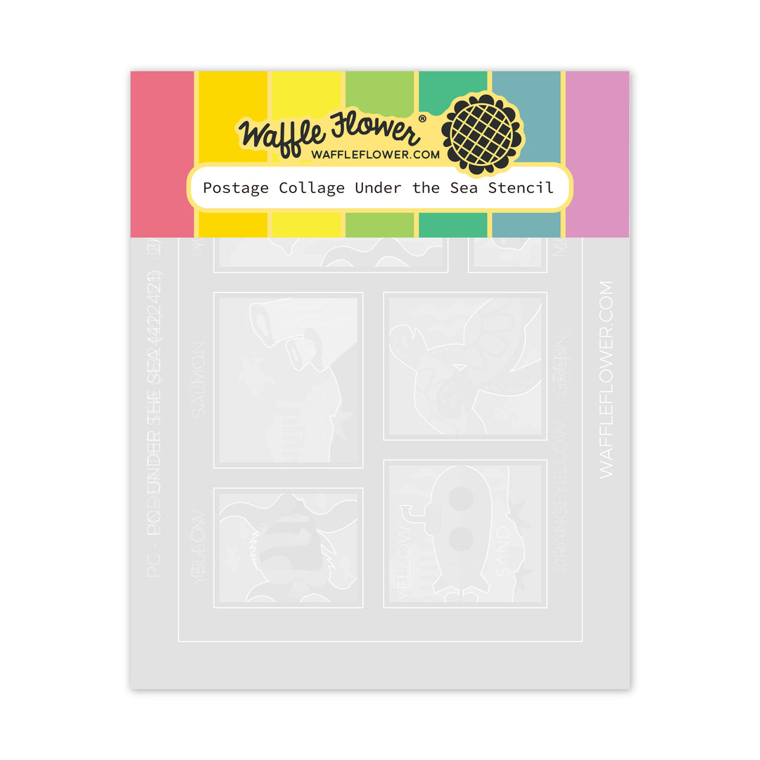 Waffle Flower - Postage Collage Under the Sea Stencil in packaging