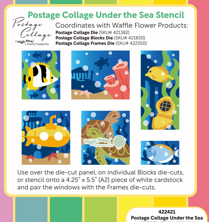 Waffle Flower - Postage Collage Under the Sea Stencil