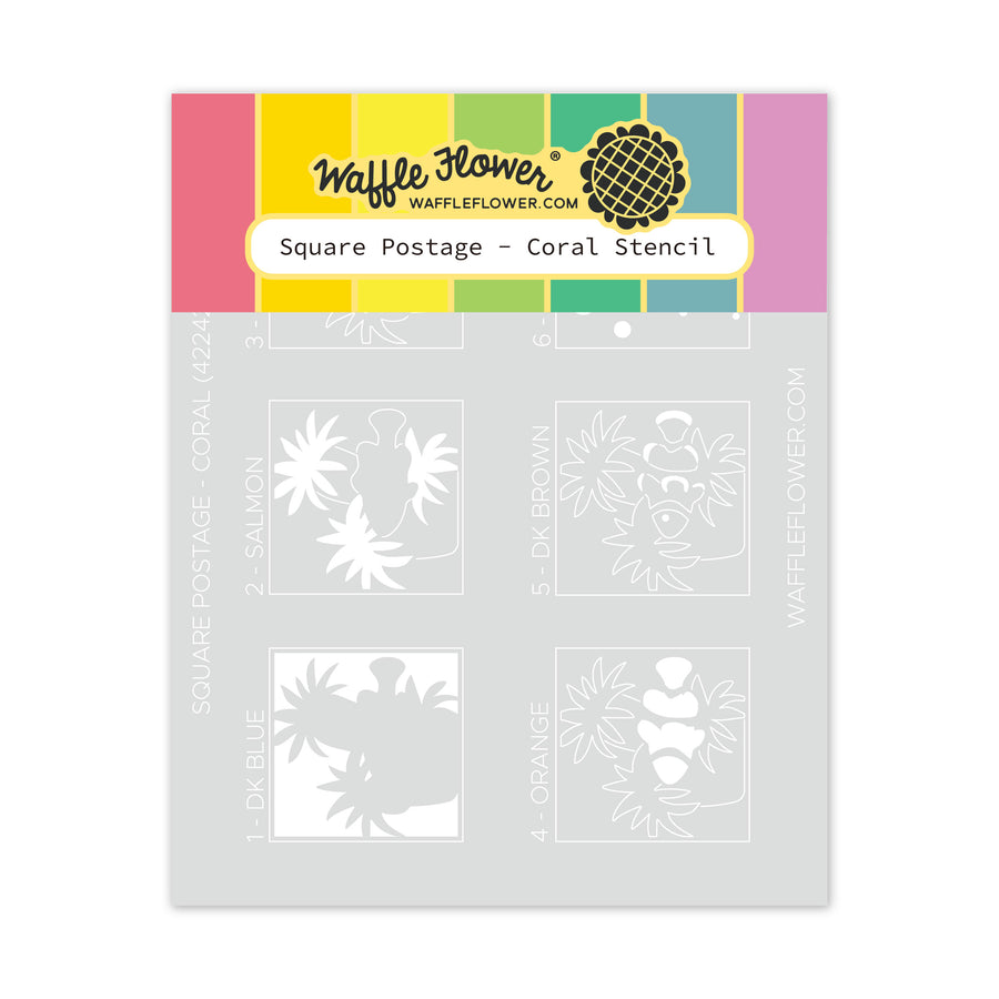 Waffle Flower - Square Postage - Coral Stencil in packaging
