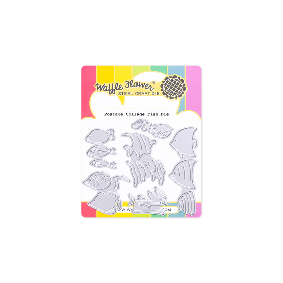 Waffle Flower - Postage Collage Fish Die in packaging