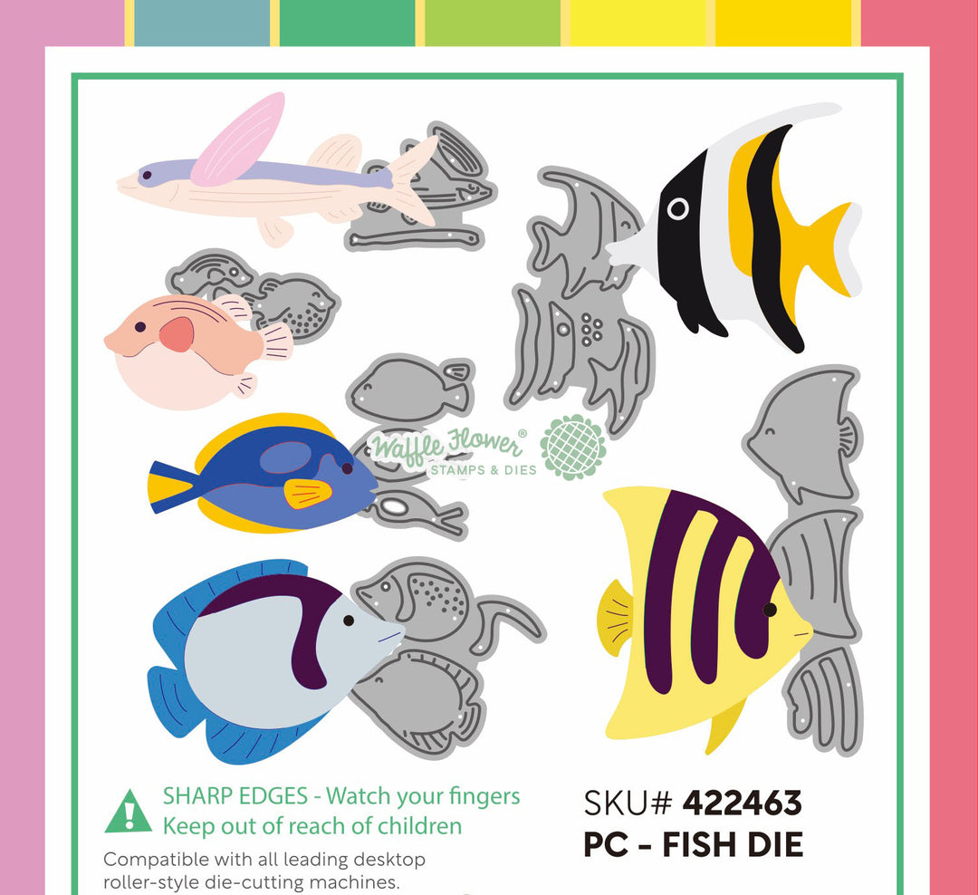 Waffle Flower - Postage Collage Fish Die