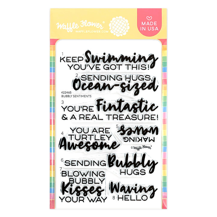Waffle Flower - Bubbly Sentiments Stamp Set in packaging