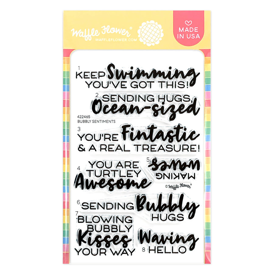 Waffle Flower - Bubbly Sentiments Stamp Set in packaging