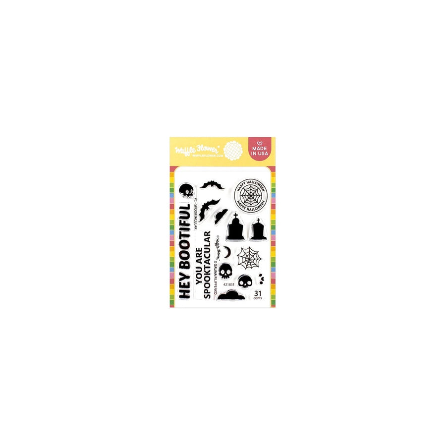 Pack of Halloween-themed stamps with a colorful label on a white background