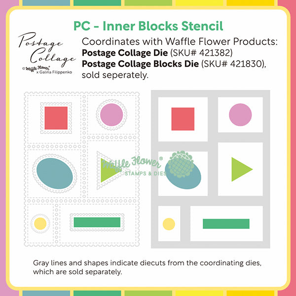 Waffle Flower - Postage Collage Inner Blocks Stencil