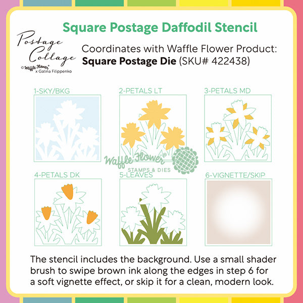 Waffle Flower - Square Postage Daffodil Stencil
