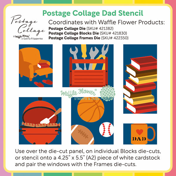Waffle Flower - Postage Collage Dad Stencil
