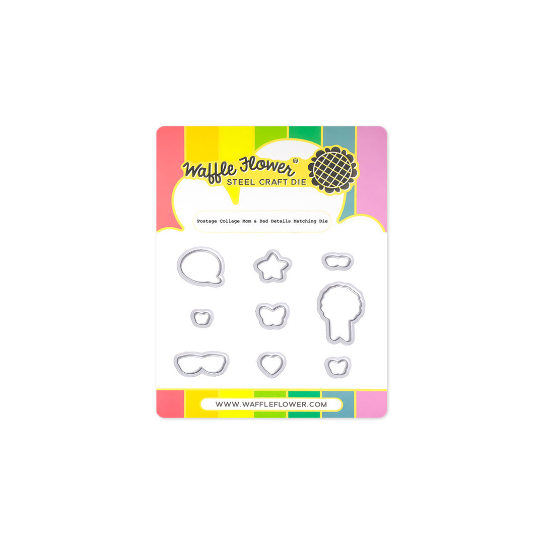 Waffle Flower Steel Craft Die packaging with various shapes on a white background