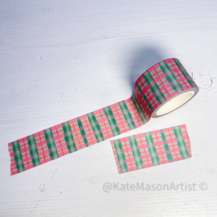 Kate Mason Artist - Washi Tape - Pink Green Plaid