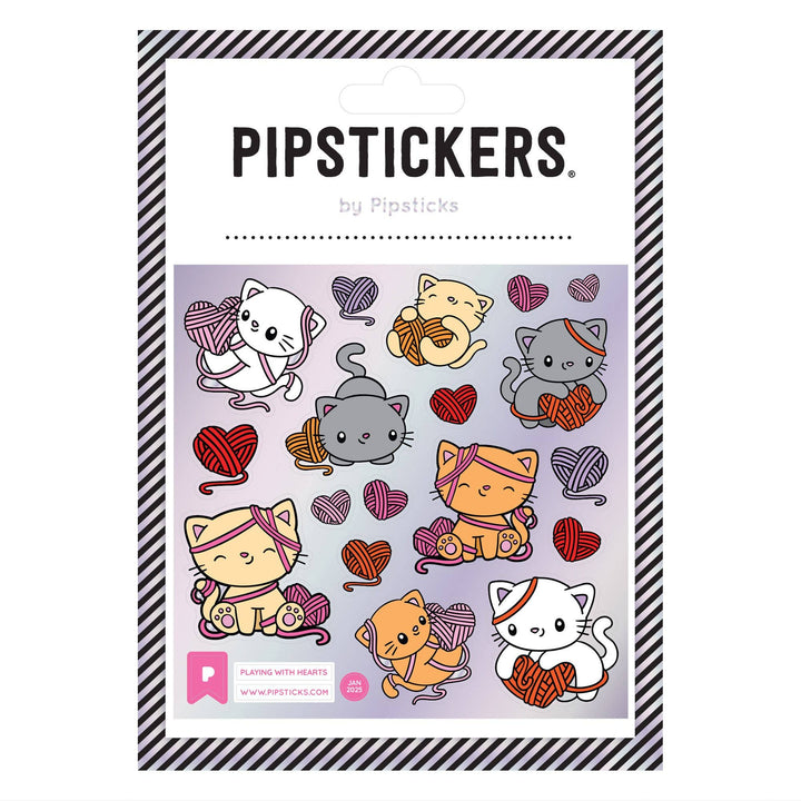 Packaging of Pipsticks stickers featuring cartoon cats and hearts.