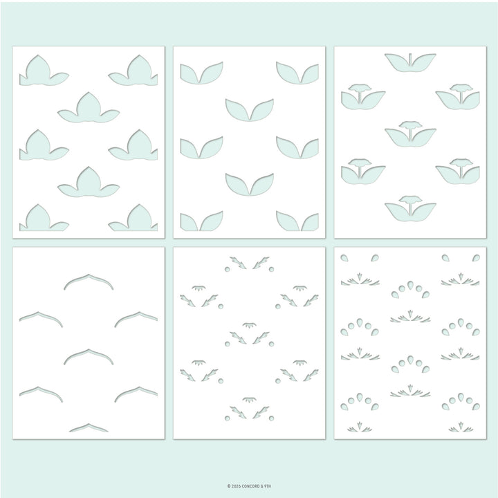 concord 9th layered lotus stencil pack 6 qty 4 75 x 6 13003