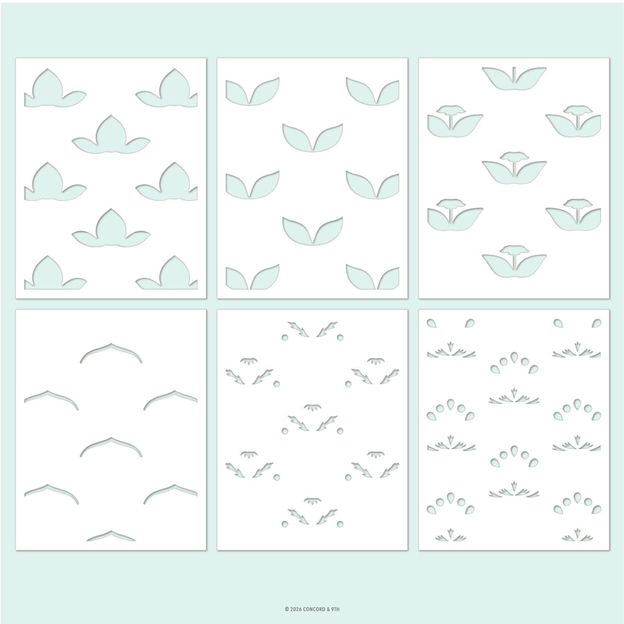 concord 9th layered lotus stencil pack 6 qty 4 75 x 6 13003