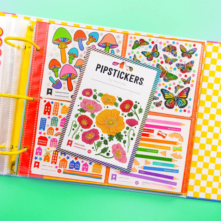 Pipsticks Sticker Sheet - Peaceful Poppies
