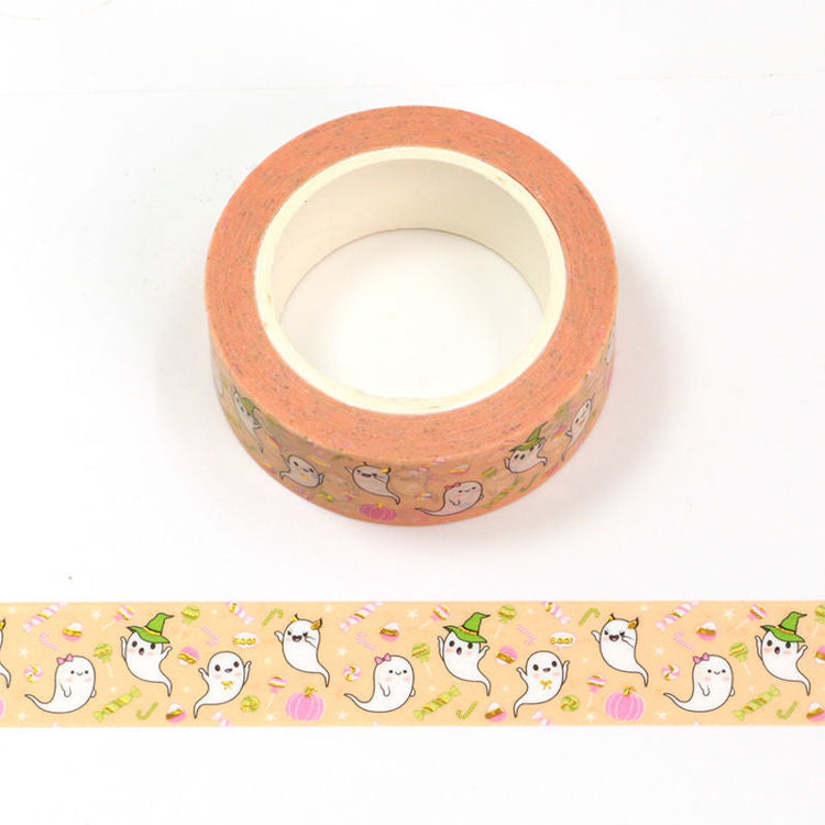 Halloween washi tape - party ghosts on orange tape