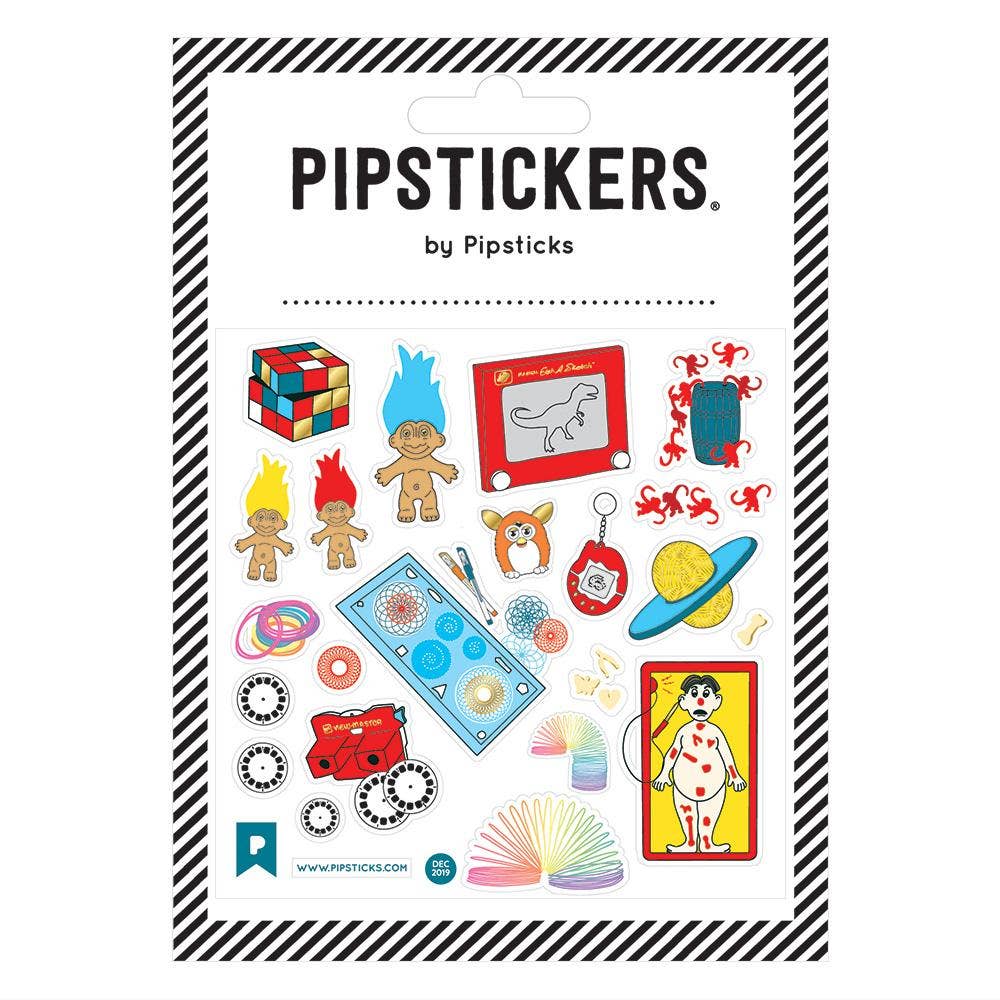 Packaging of Pipsticks stickers with various colorful designs on a white background