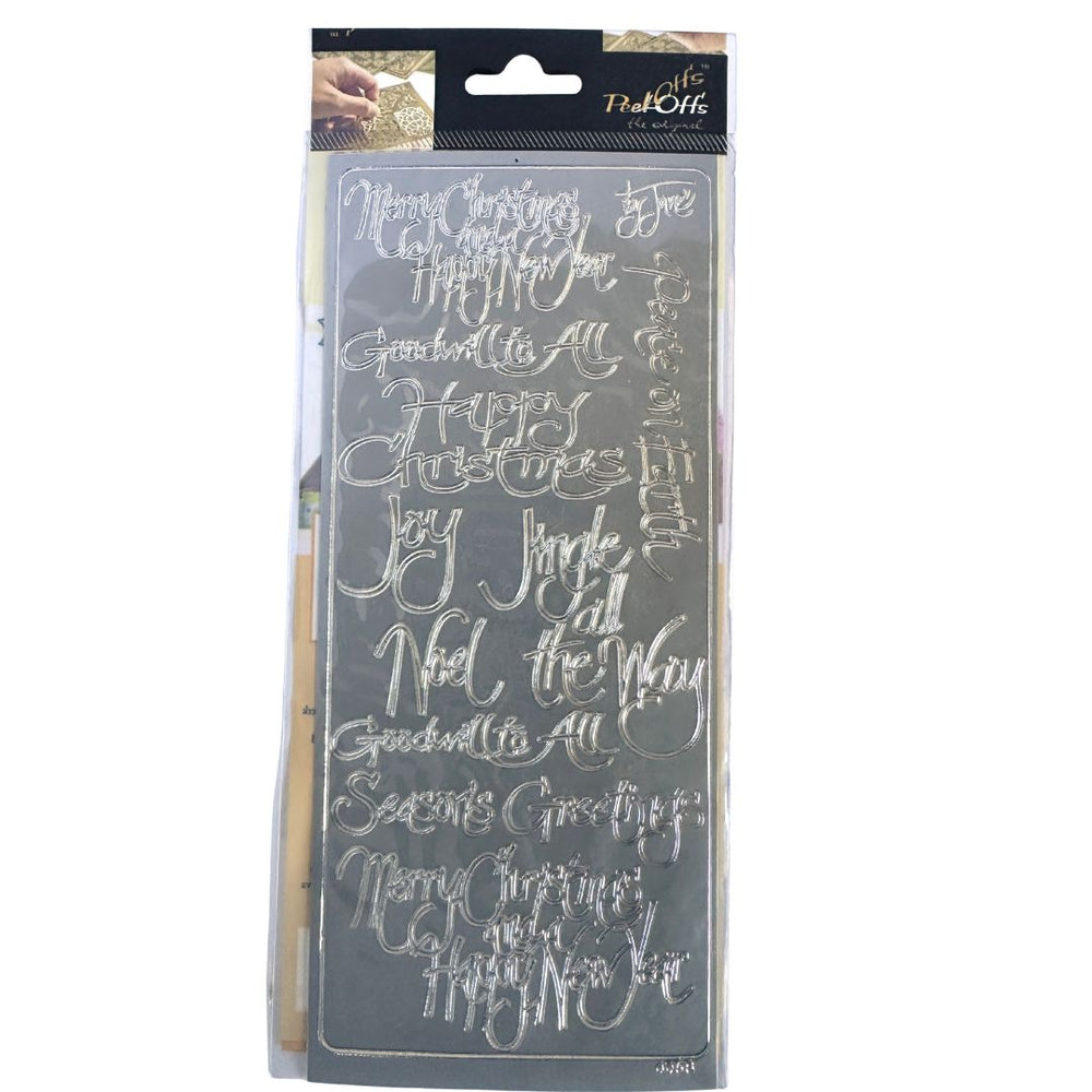 peel off originals peel off stickers sentiments large christmas silver foil