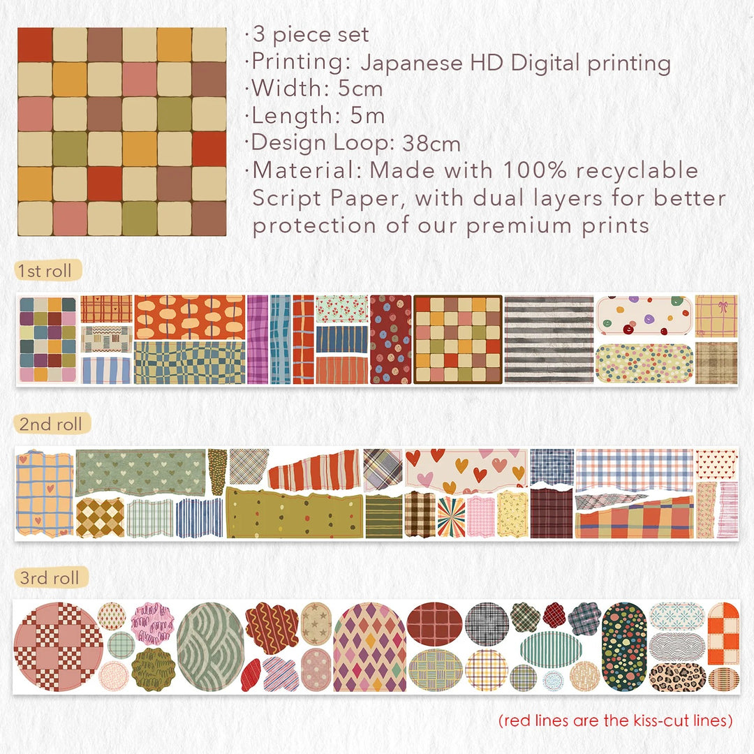 The Washi Tape Shop - Pre-cut Heritage Snippets Script Washi Tape Set