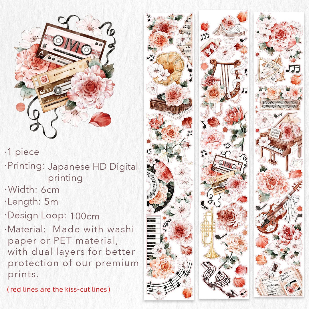The Washi Tape Shop - Pre-cut Rose Sonata Washi/PET Tape