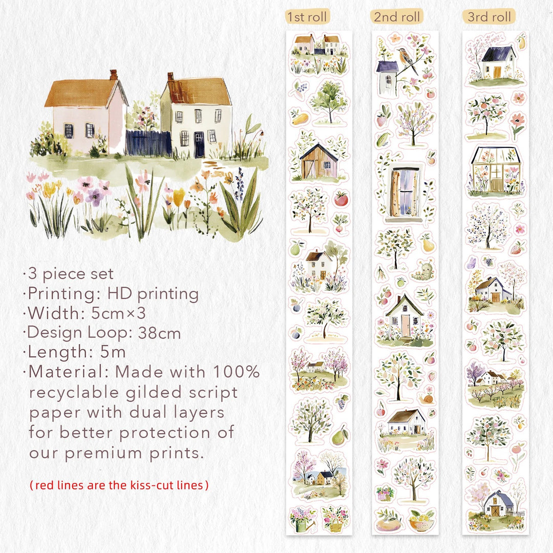 The Washi Tape Shop - Pre-cut Sunlit Orchid Script Tape Set (GILDED)